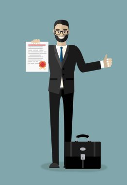 karikatür işadamı, pazarlama planı vektör tasarımı illüstrasyonu 