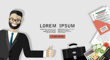 İş analizi ve planlama, danışmanlık, takım çalışması, proje yönetimi, finansal rapor ve strateji için düz tasarım illüstrasyon kavramları. Web pankartı ve yazdırılmış materyal kavramları.