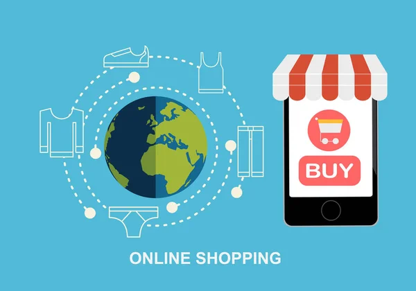 Online Shopping Banner Mit Globus — Stockvektor
