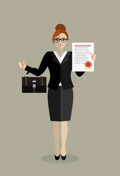 Businesswoman Holding Clipboard — Stock Vector