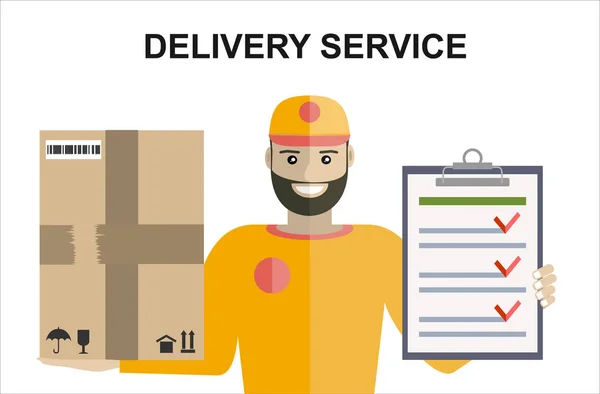 Delivery Man Parcel — Stock Vector