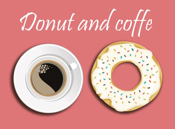 Frischer Donut Mit Kaffee — Stockvektor