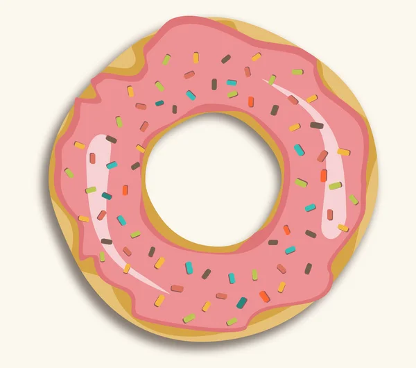 Tarjeta Rosquilla Dulce Con Esmalte Rosa — Vector de stock