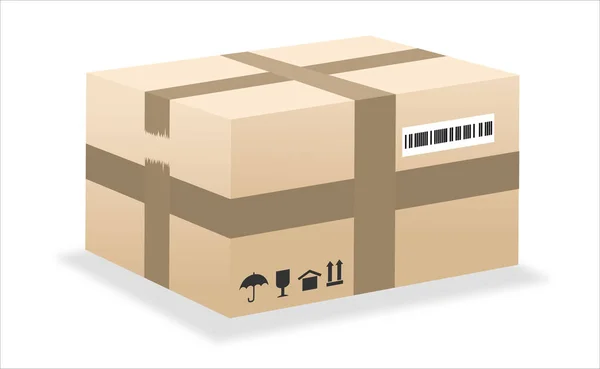 Caja Cartón Vectorial Aislada Sobre Fondo Blanco — Vector de stock