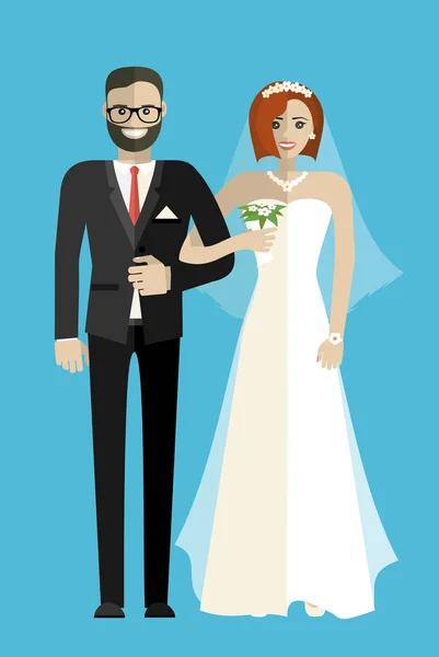 Boda Pareja Vector Ilustración — Archivo Imágenes Vectoriales