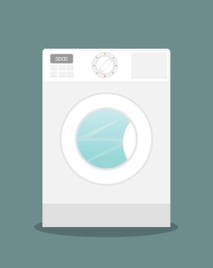 Vektör yıkama makinesi. Modern düz tasarım vektör illüstrasyonu