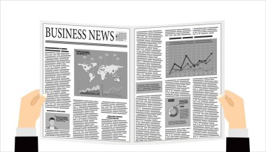 İş adamı okuyucu gazeteleri. Düz tasarım biçimi.