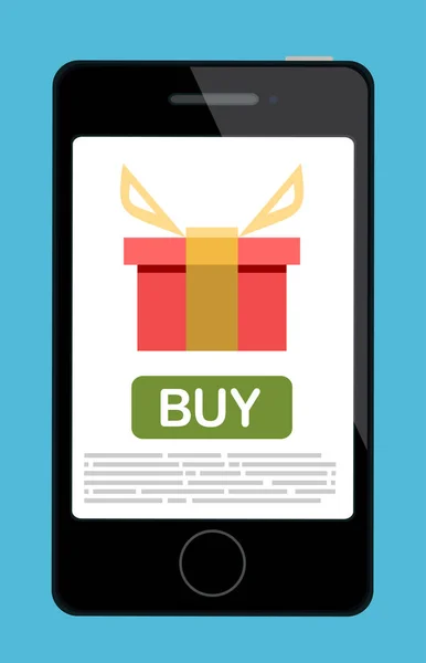 Online Geschenkkonzept Smartphone Mit Geschenkbox — Stockvektor