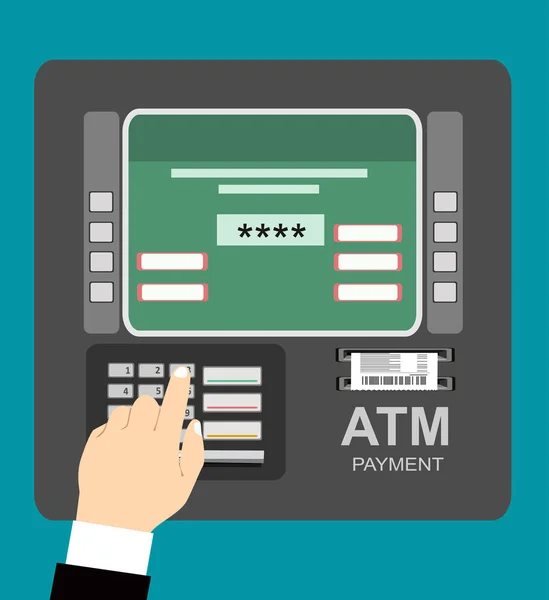 Atm Payment Vector Illustration Withdrawing Money Card Concept Flat Design — Stock Vector