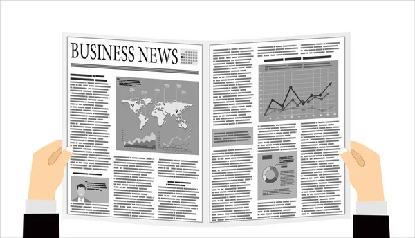 Affärsmansläsare Tidningar Platt Design Stil — Stock vektor