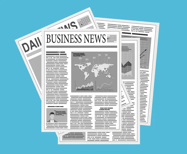 Newspaper Stack Icon Flat Design Blue Background World News Magazine — Stock Vector