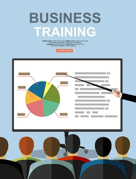 Training Staff Business Presentation Meeting Financial Report Business School Flat — Stock Vector