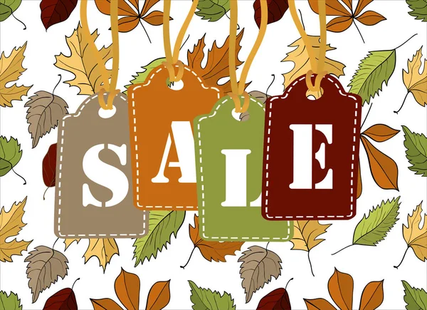 Autumn Sale Vector Concept Flat Design Colored Leaves Variety Trees — Stock Vector