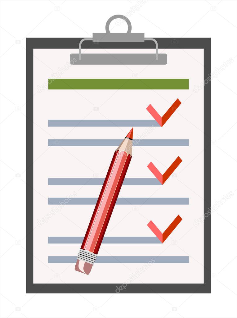Clipboard with pen. Single flat color icon. Vector illustration.