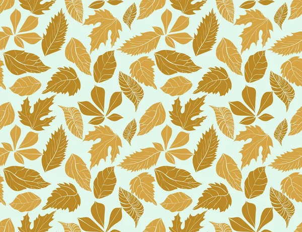 葉と手描きの背景シームレスなパターン 秋の葉 背景に装飾的なテンプレート テクスチャ — ストックベクタ