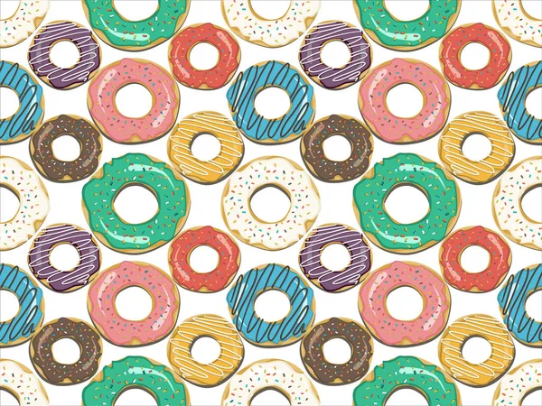 Donuts Mit Verglasung Nahtloses Muster Modernes Flaches Design — Stockvektor