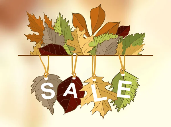 Autumn Sale Vector Concept Flat Design Colored Leaves Variety Trees — Stock Vector
