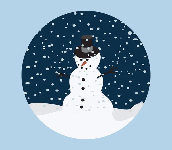 Vector Cartoon Illustration Snowman — Stock Vector