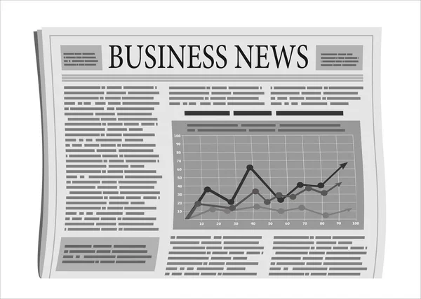 Folded Newspaper News Articles Graph Isolated White Background Vector Flat — Stock Vector