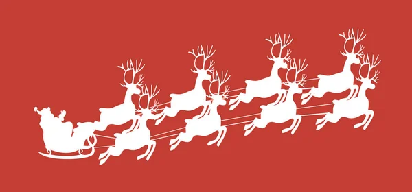Santa Sleigh Reindeer Silhouette Vector — Stock Vector