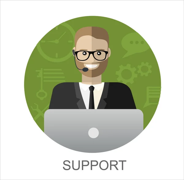 Man Support Operator Flat Illustration — Stock Vector