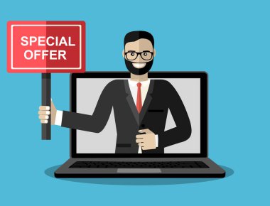 Laptop ve bilgisayarlı iş adamları