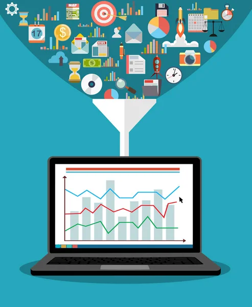 Conceptos Para Proceso Creativo Filtro Big Data Túnel Datos Concepto — Vector de stock