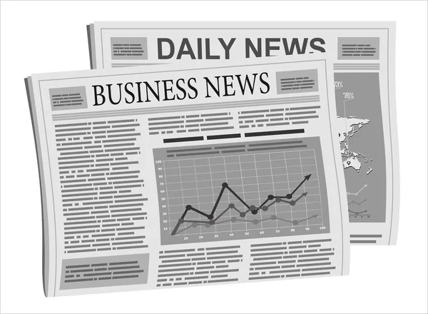Folded Newspapers News Articles Graph Isolated White Background Vector Flat — Stock Vector