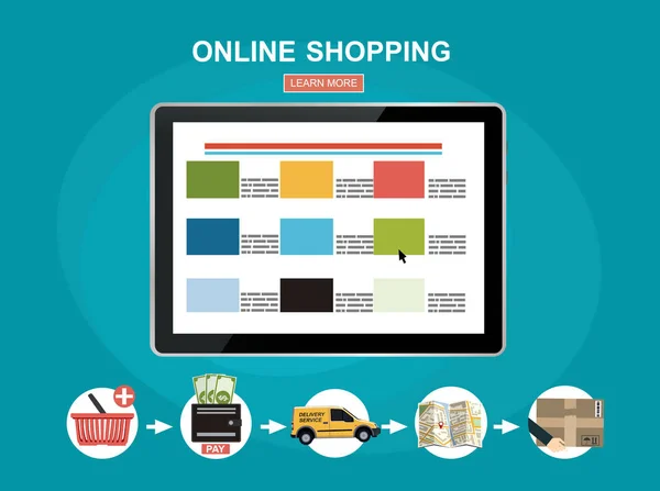 Online Shopping Concept Flat Vector Illustration — Stock Vector