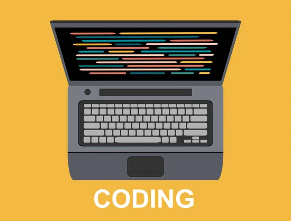 Programação Conceito Desenvolvimento Web Código Computador Portátil Ilustração Vetorial Plana — Vetor de Stock