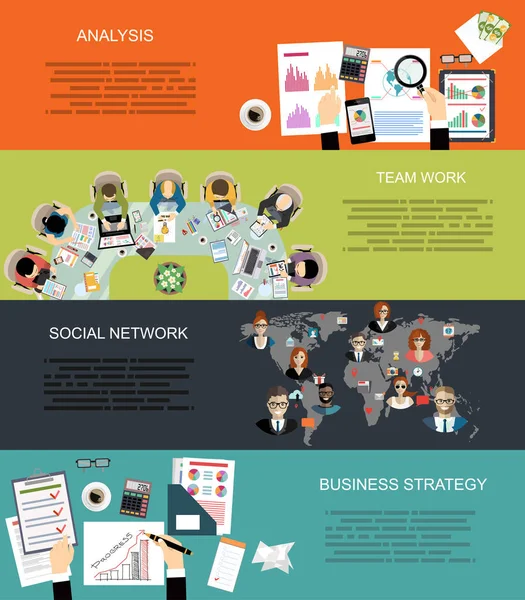 Set Van Platte Ontwerp Illustratie Concepten Voor Zakelijke Analyse Financiën — Stockvector