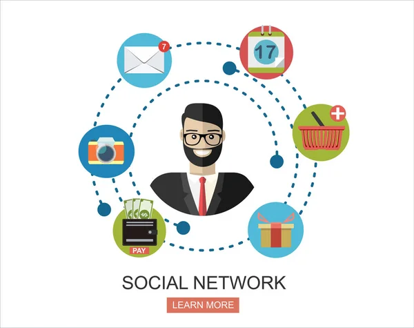 Finansiella Sociala Medier Eller Företag Web Banner Helt Enkelt Vektor — Stock vektor