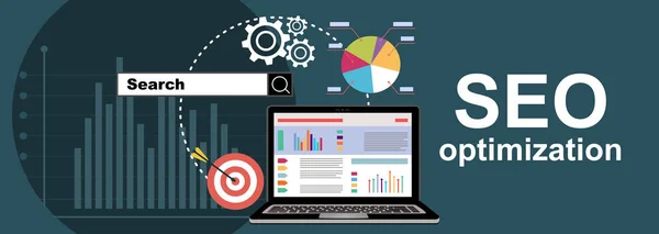 Design Web Analytics Ilustração Plana Otimização Seo — Vetor de Stock