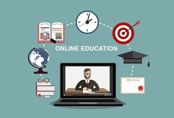 Conceito Educação Online Ilustração Vetorial —  Vetores de Stock