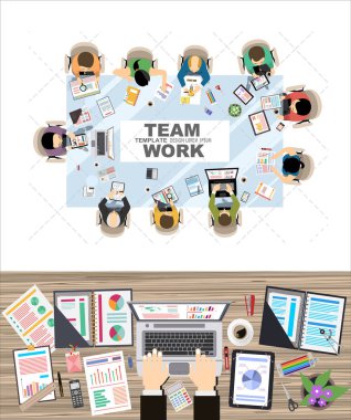 cartoon people during work process, vector illustration, business concept clipart