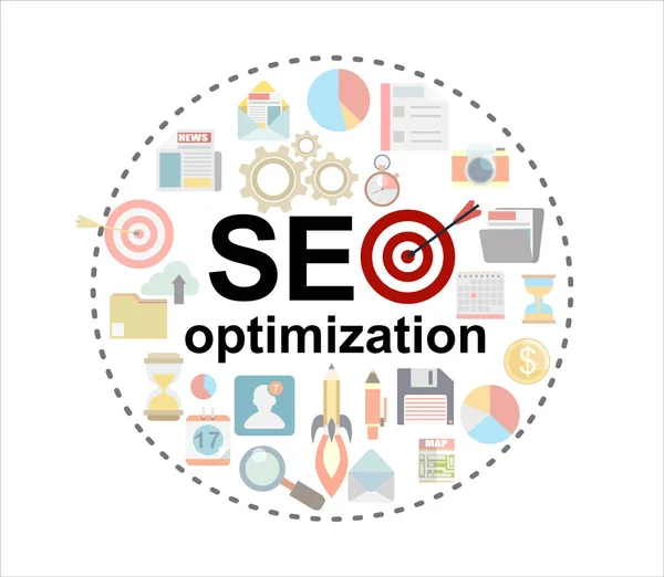 Illustrazione Piatta Web Analytics Progettazione Ottimizzazione Seo — Vettoriale Stock