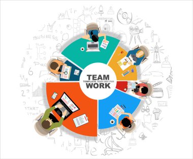 İş analizi ve planlama, danışmanlık, takım çalışması, proje yönetimi, finansal rapor ve strateji için düz tasarım illüstrasyon kavramları. Web pankartı ve yazdırılmış materyal kavramları.