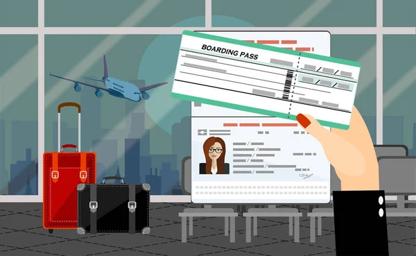 Passaporte Com Selo Visto Cartão Identificação Cartão Embarque Ilustração Vetores —  Vetores de Stock