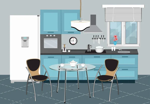 Cocina Vectorial Estilo Plano Moderno Del Conjunto Ilustración — Archivo Imágenes Vectoriales