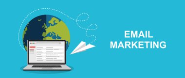 E-posta pazarlama konsept tasarımı. Vektör illüstrasyonu, düz biçim.