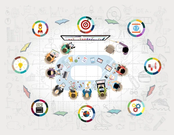 Vektor Illustrationskonzepte Für Teamarbeit Business Planung Und Analyse — Stockvektor