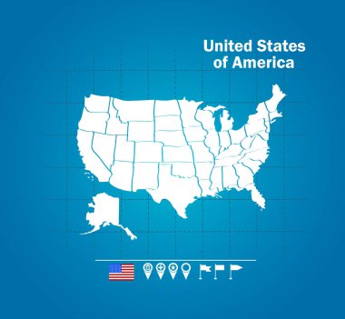 ABD haritada, basit vektör illüstrasyonu