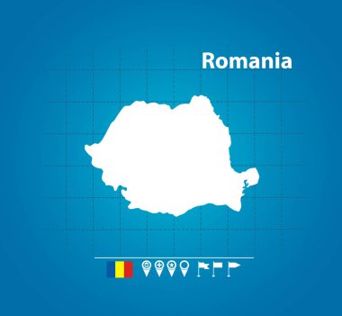 Romanya haritada, sadece vektör illüstrasyonunda