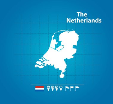 Haritada Hollanda, basitçe vektör illüstrasyonu