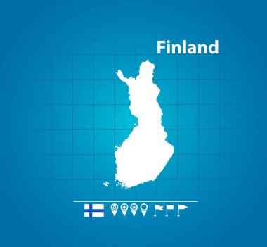 Finlandiya haritasında sadece vektör illüstrasyonu