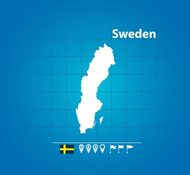Haritada İsveç, basitçe vektör illüstrasyonu