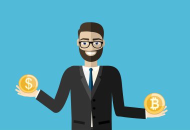Bitcoin konsepti, basitçe vektör illüstrasyonu 