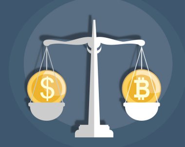 Bitcoin konsepti, basitçe vektör illüstrasyonu 