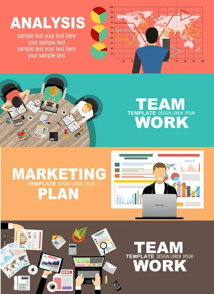 Platte Ontwerp Illustratie Concepten Voor Zakelijke Analyse Planning Consulting Teamwork — Stockvector