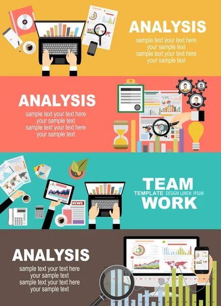 Platte Ontwerp Illustratie Concepten Voor Zakelijke Analyse Planning Consulting Teamwork — Stockvector